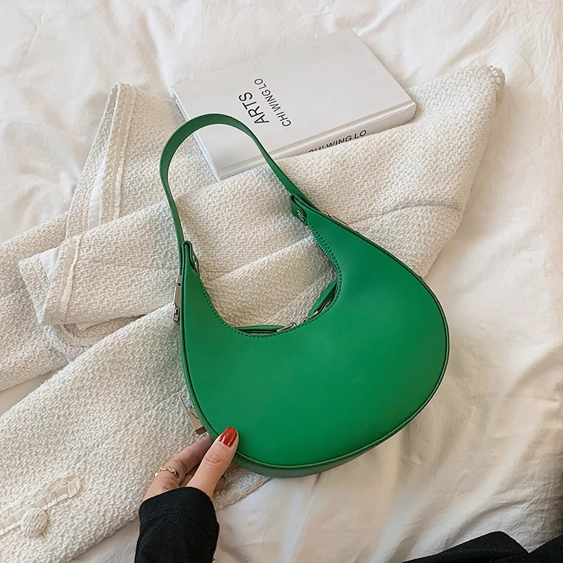 Green PU Leather Crossbody Bags with Short Handle for Women