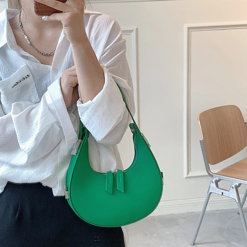 Green PU Leather Crossbody Bags with Short Handle for Women