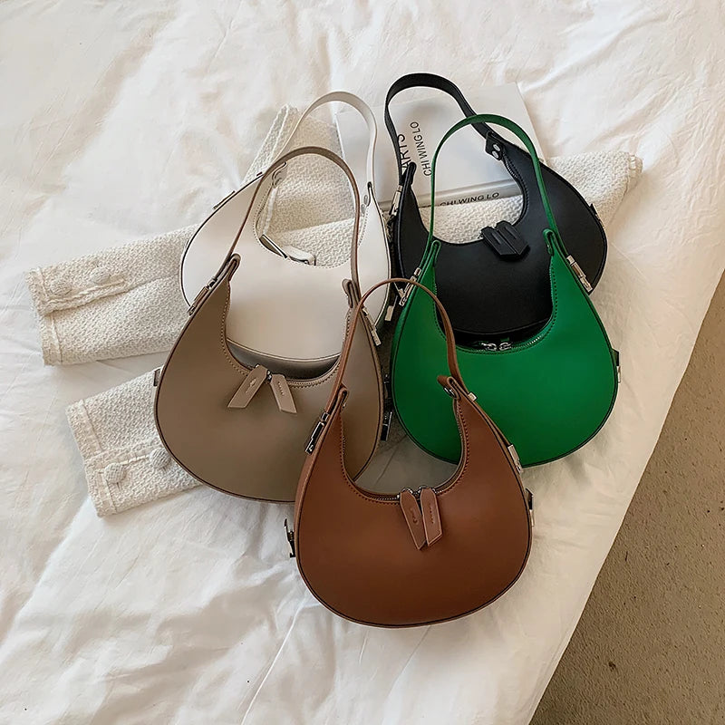 Green PU Leather Crossbody Bag with Short Handle for Women