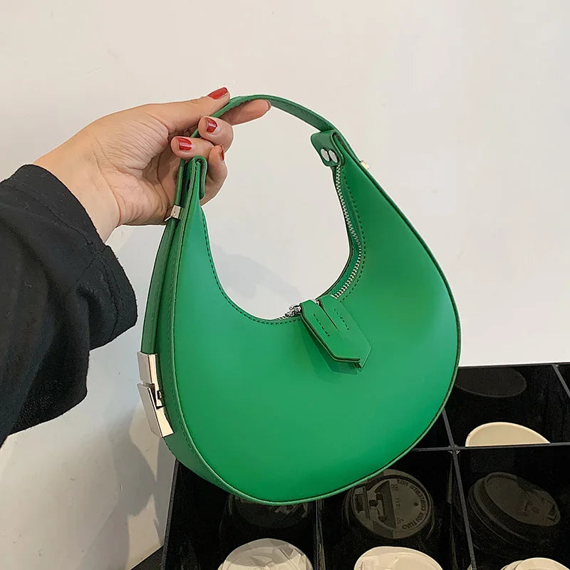 Green PU Leather Women Crossbody Bags Hip Hop Street Shoulder Totes