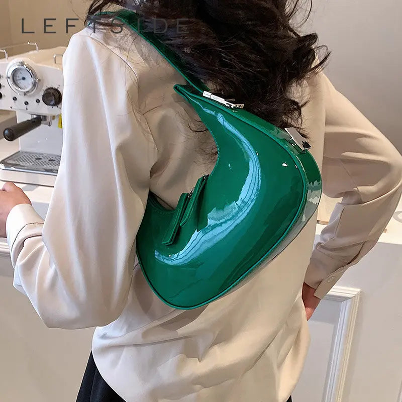 Half-Moon Leather Bag with Short Handle for Women