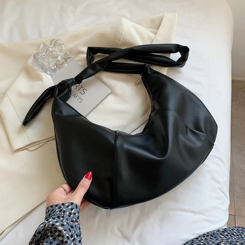 Half-Moon Small PU Leather Crossbody Bag for Women