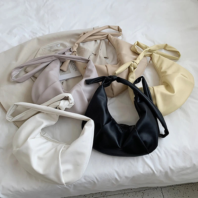 Half-Moon Small PU Leather Crossbody Bag for Women