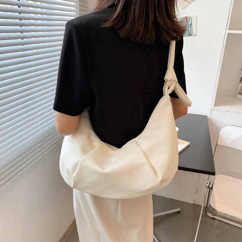 Half-Moon Small PU Leather Crossbody Bag for Women