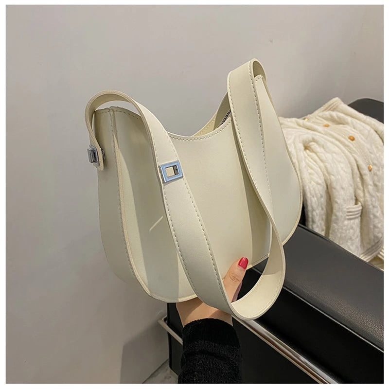 Half-Moon PU Leather Shoulder Crossbody Bag for Women