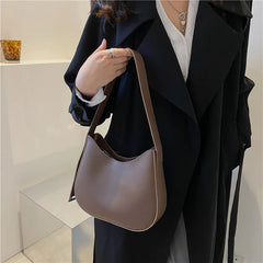 Half-Moon PU Leather Shoulder Crossbody Bag for Women