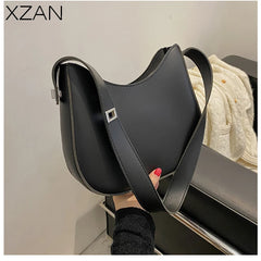 Half-Moon PU Leather Shoulder Crossbody Bag for Women