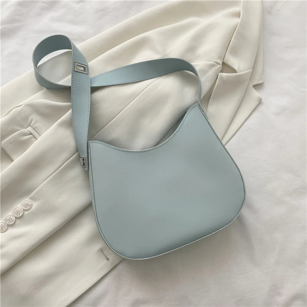 Half-Moon Shoulder Bag for Women - High-quality PU Leather Handbag