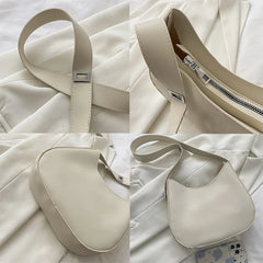 Half-Moon Shoulder Bag for Women - High-quality PU Leather Handbag