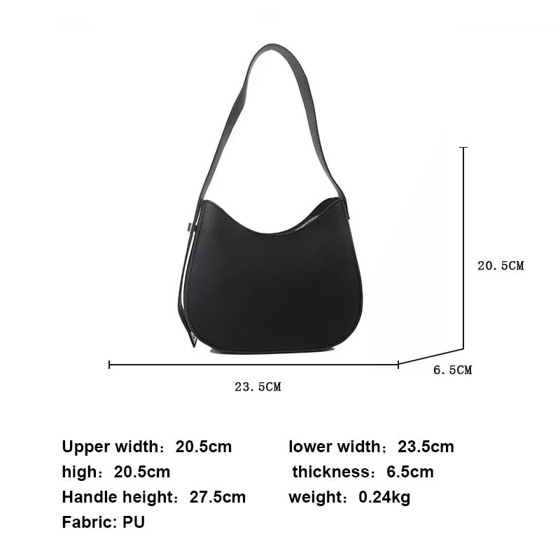 Half-Moon Shoulder Bag for Women - High-quality PU Leather Handbag
