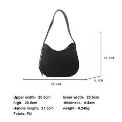 Half-Moon Shoulder Bag for Women - High-quality PU Leather Handbag