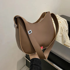 Half-Moon Shoulder Bag for Women - High-quality PU Leather Handbag