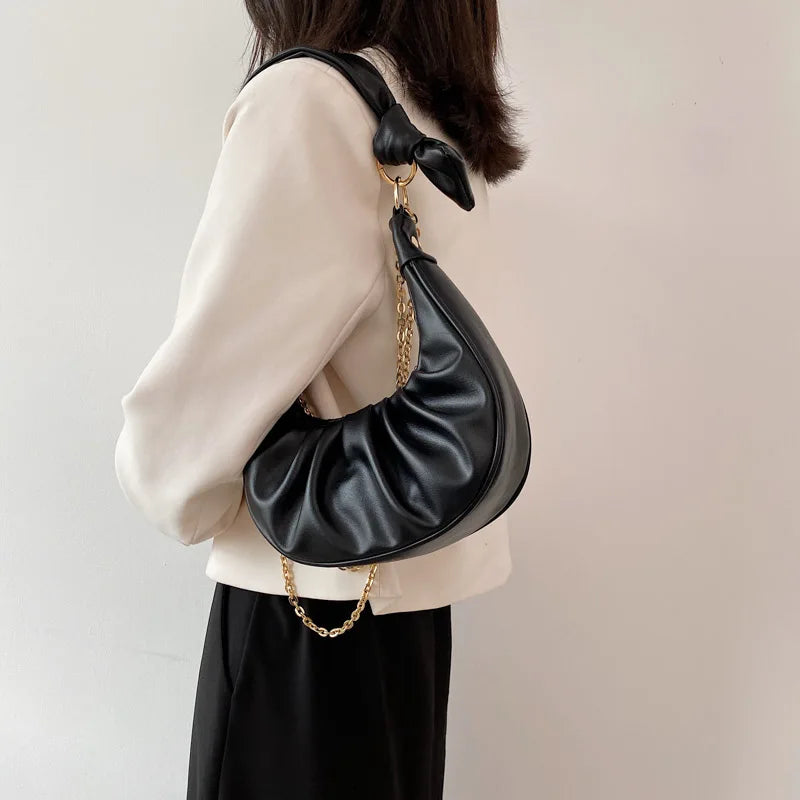 Women's Half-Moon Crossbody Bag Soft PU Leather Shoulder Purse Handbag Lady Tote
