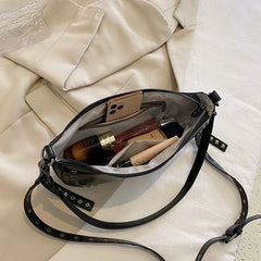 Women's Leather One Shoulder Bag Rivet Handbag Ladies Crossbody Bag