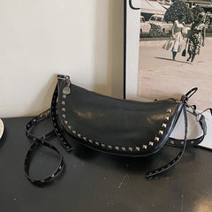 Women's Leather One Shoulder Bag Rivet Handbag Ladies Crossbody Bag