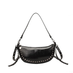Women's Leather One Shoulder Bag Rivet Handbag Ladies Crossbody Bag