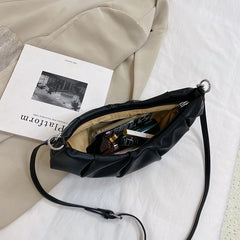 Pleated Tote Bag Soft Leather Women Handbag Travel Shoulder Crossbody