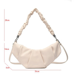 Pleated Tote Bag Soft Leather Women Handbag Travel Shoulder Crossbody