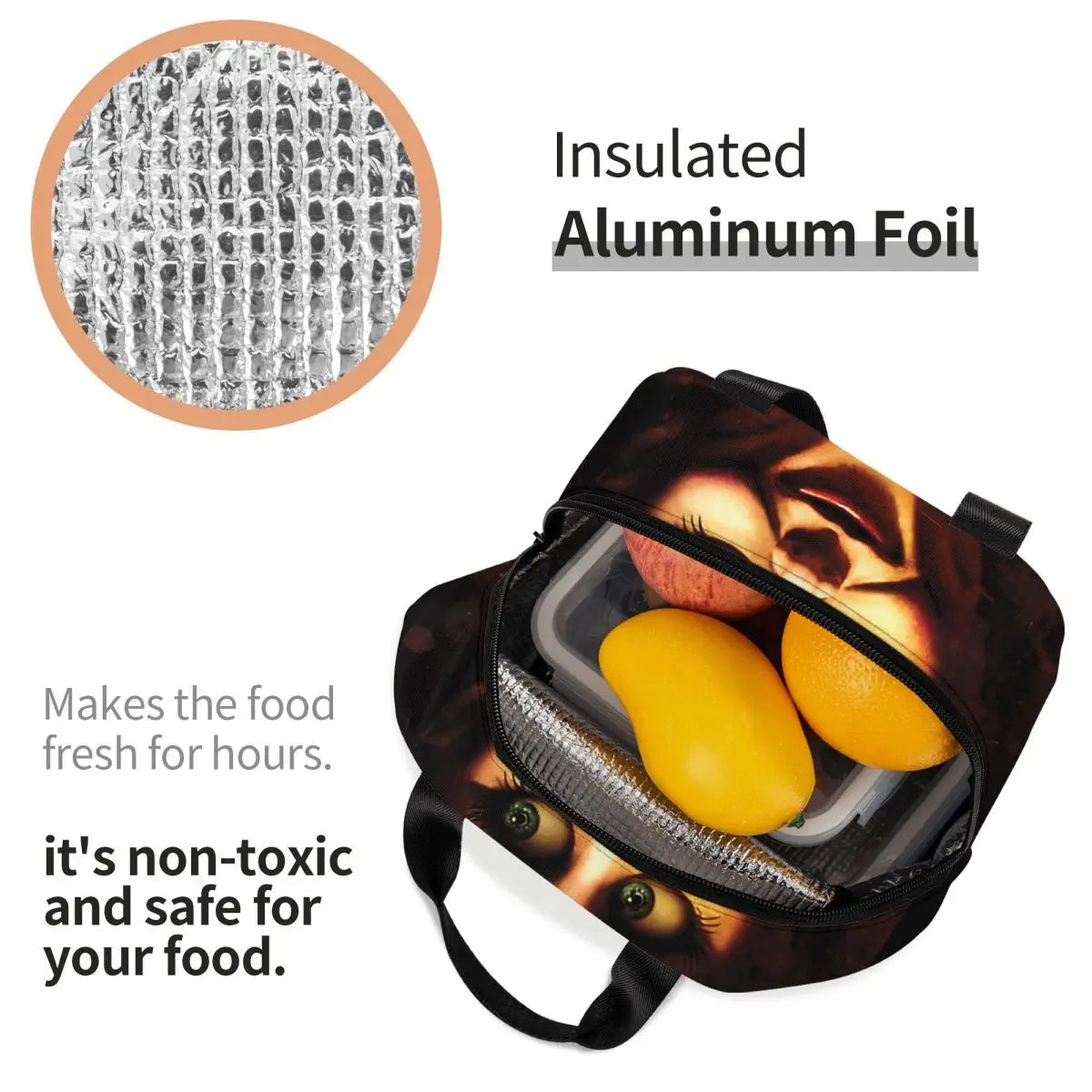 Halloween Annabelle Insulated Lunch Bag for Women