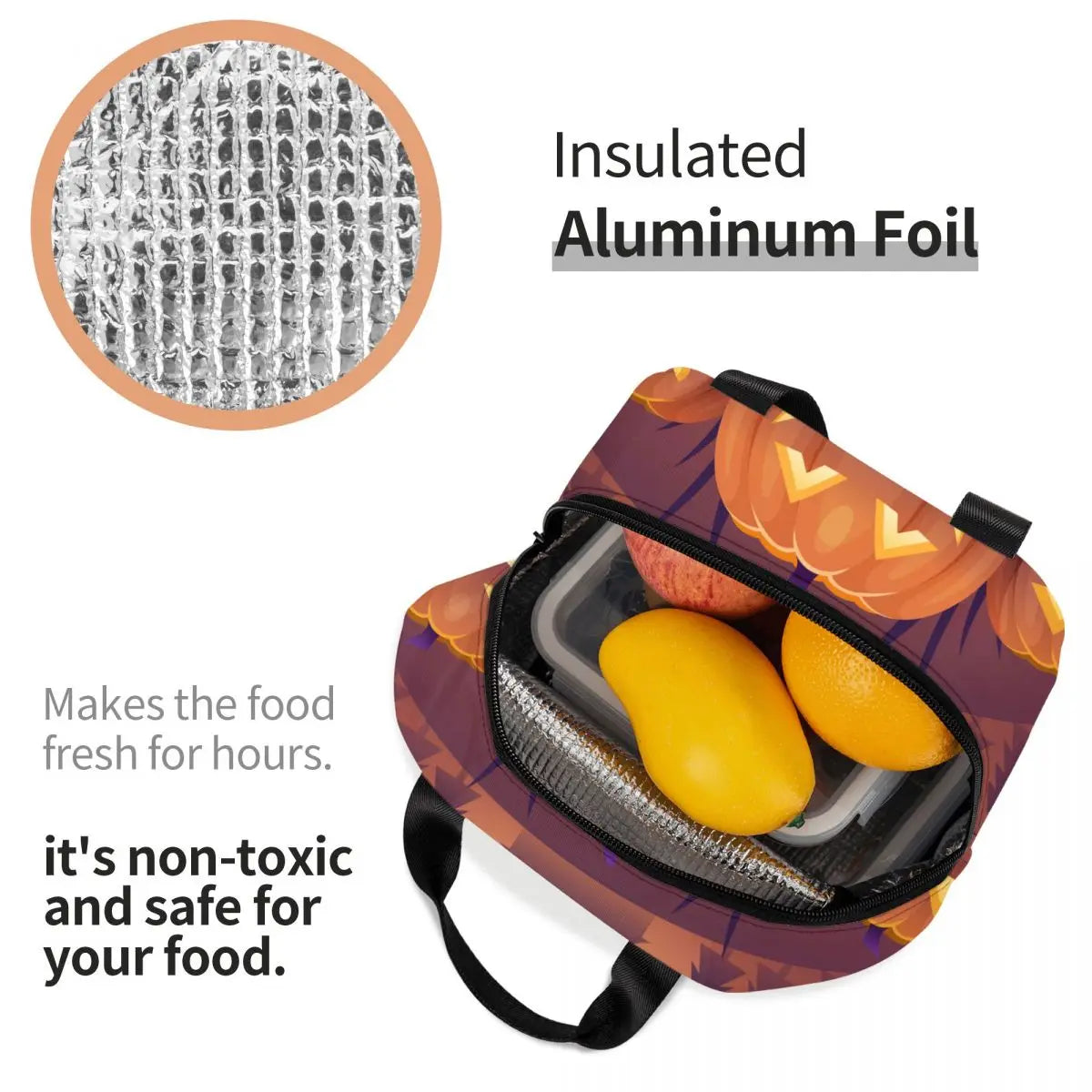 Halloween Background Lunch Bag Insulated Thermal Cooler Bento Lunch Box