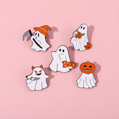 Halloween Boo Enamel Pins Funny Pumpkin Death Brooches Bag Lapel Button Badges