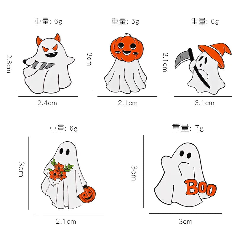 Halloween Boo Enamel Pins Funny Pumpkin Death Brooches Bag Lapel Button Badges