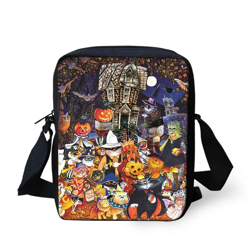 Funny Halloween Pumpkin Crossbody Bag for Women Men