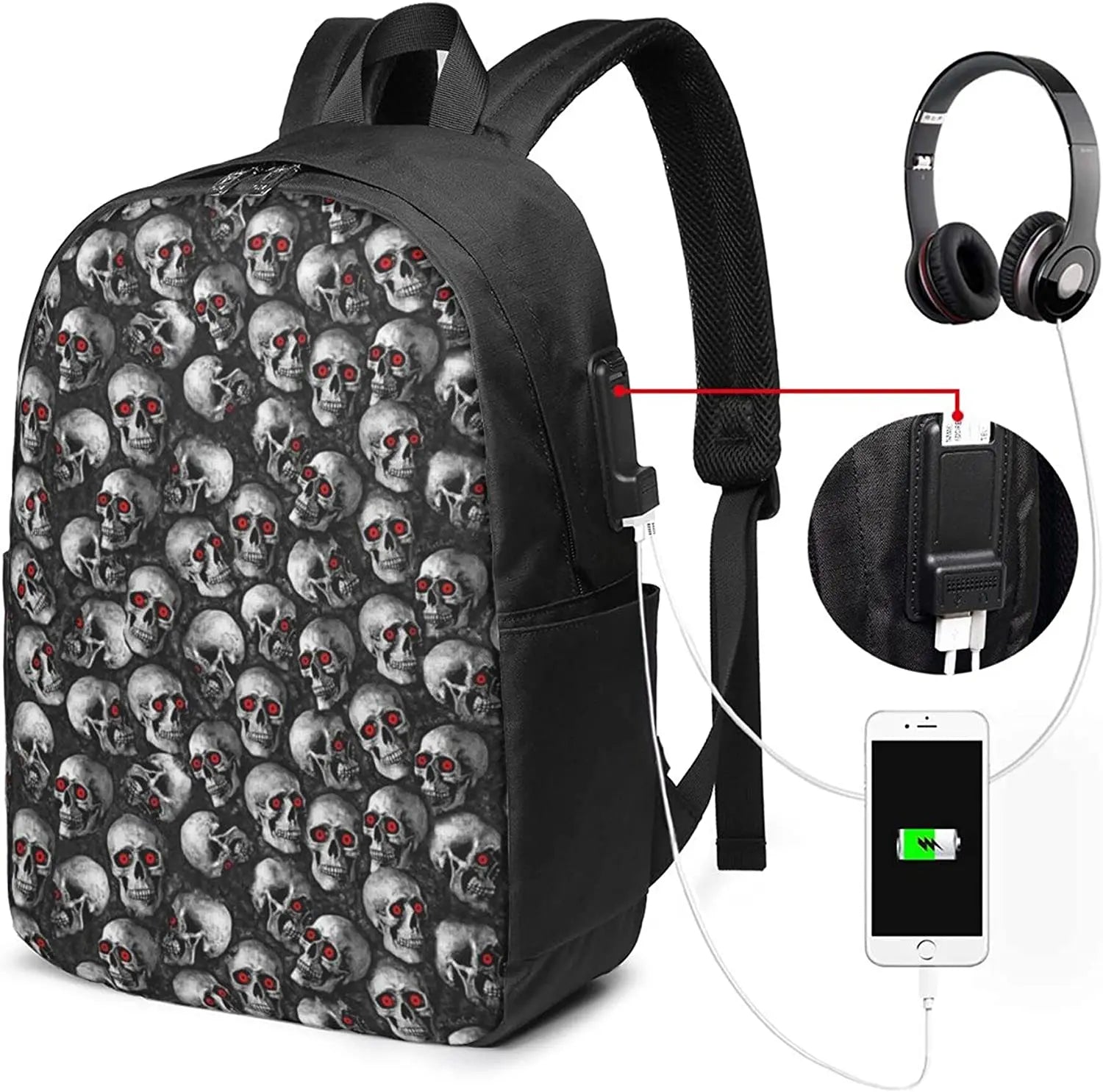 Halloween Elements Backpack with USB Charging Port