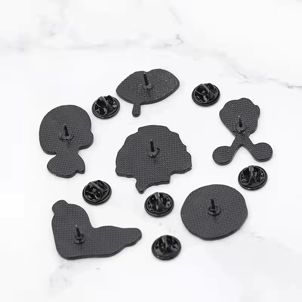 Halloween Enamel Pins Eye Pocket Watch Tongue Lip Coat Face Brooches