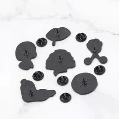 Halloween Enamel Pins Eye Pocket Watch Tongue Lip Coat Face Brooches