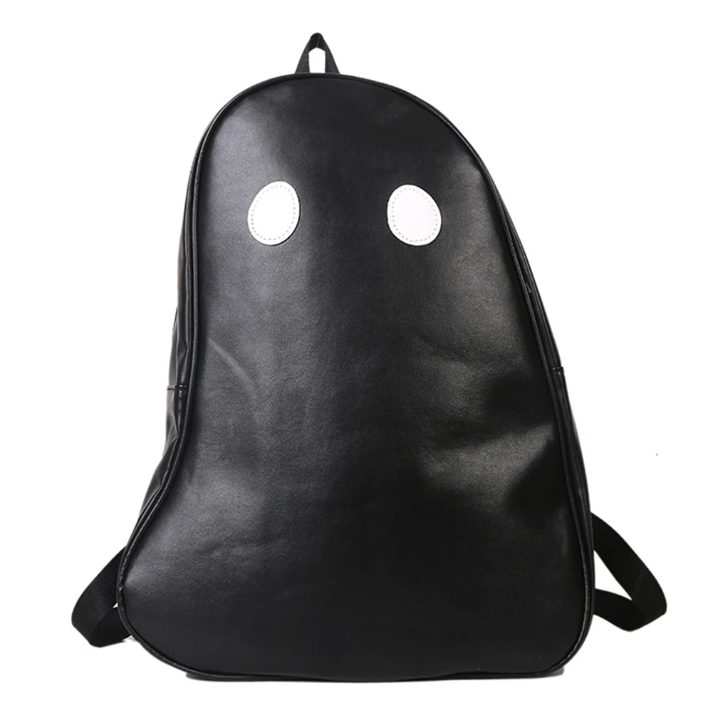 Halloween Ghost College Backpacks Women Men Harajuku Student Book Bag PU Leather