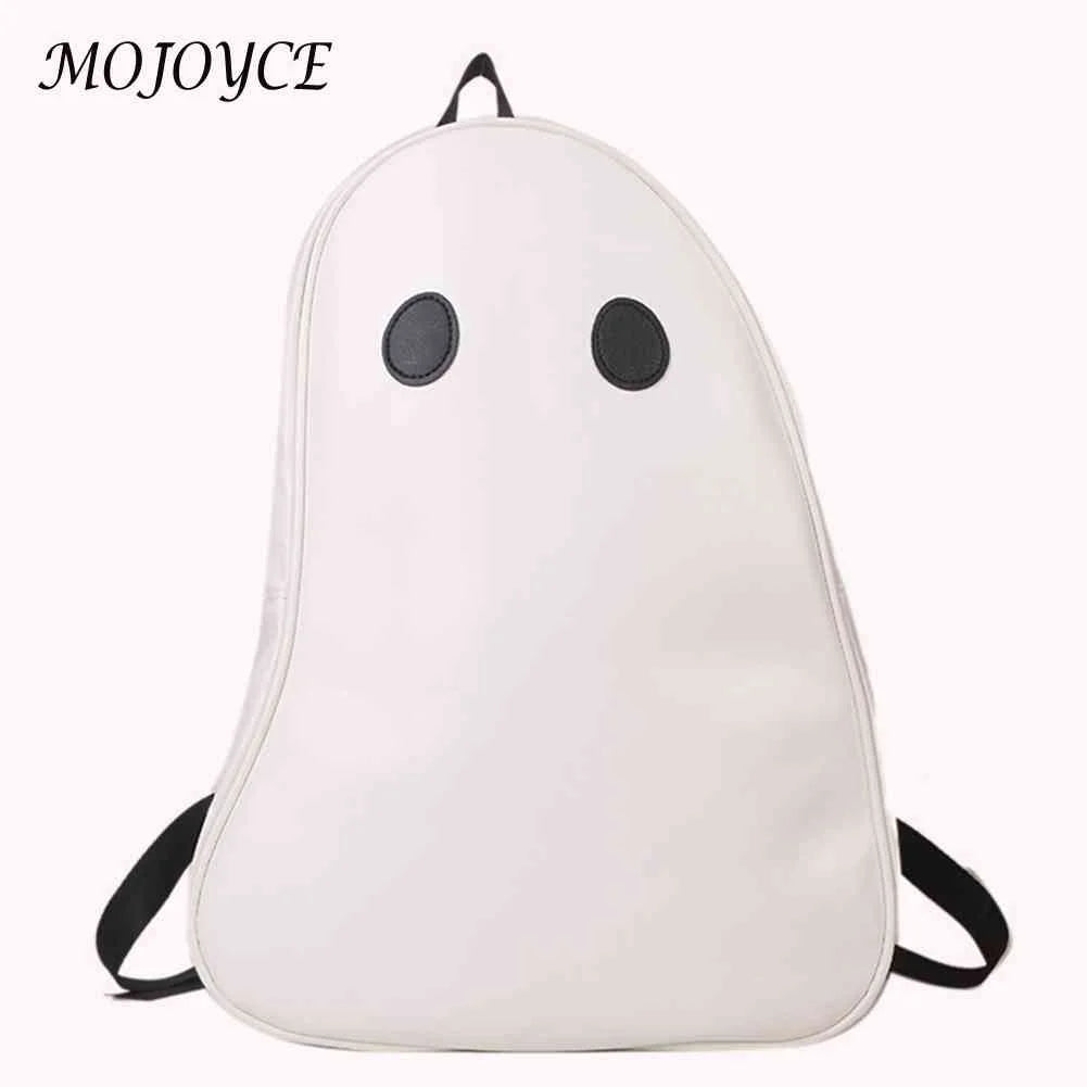 Halloween Ghost College Backpacks Women Men Harajuku Student Book Bag PU Leather