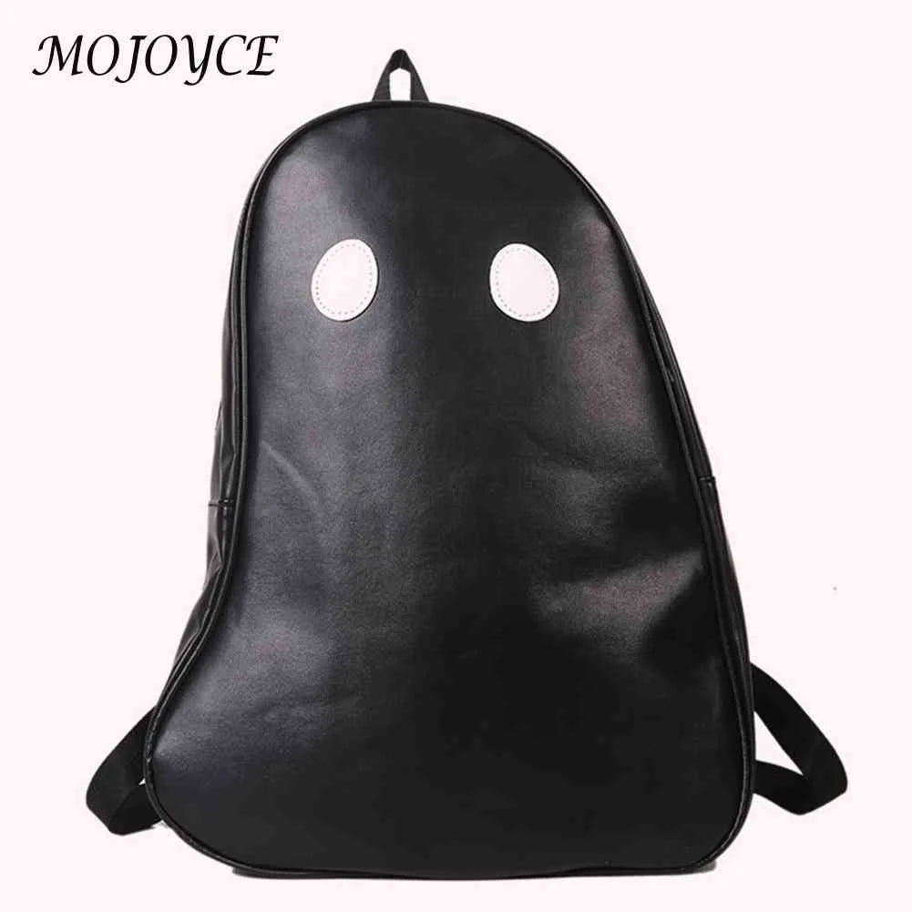 Halloween Ghost College Backpacks Women Men Harajuku Student Book Bag PU Leather