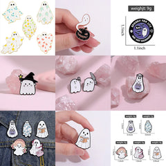 Halloween Ghost Enamel Pins Pumpkin Lapel Pins Cartoon Witch Breast Brooches