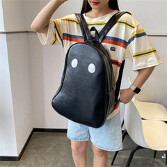 Halloween Ghost Shoulder Backpack Student Knapsack PU Leather Rucksack