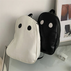 Halloween Ghost Shoulder Backpack Student Knapsack PU Leather Rucksack