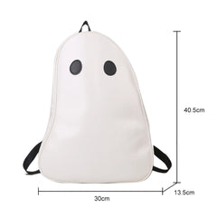 Halloween Ghost Shoulder Backpack Student Knapsack PU Leather Rucksack