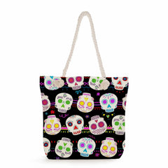 Floral Skull Print Handbag Eco Reusable Tote Bag