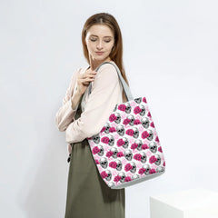 Halloween Gift Skull Floral Print Handbags Eco Reusable Shopping Bags