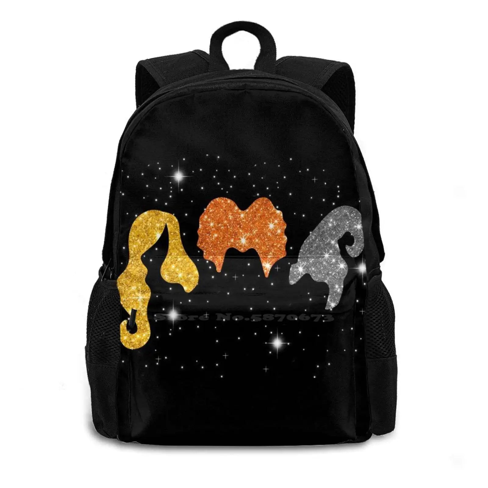 Halloween Glitter Fabric Bag Backpack For Men Women Girls Teenage