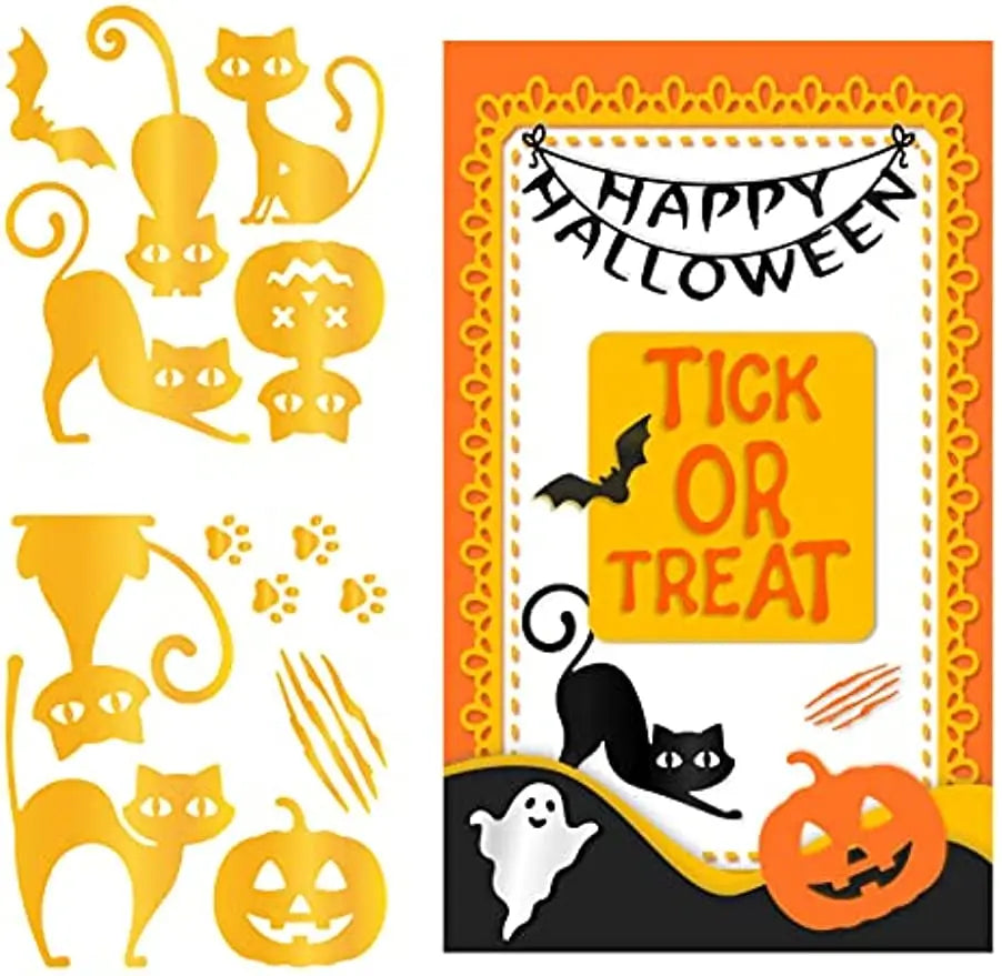 Halloween Hot Foil Plate Cat Pumpkin Bat DIY Foil Embossing