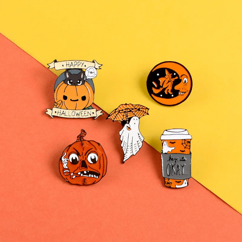 Halloween Pins Umbrella Enamel Pin Cartoon Funny Brooche Badges