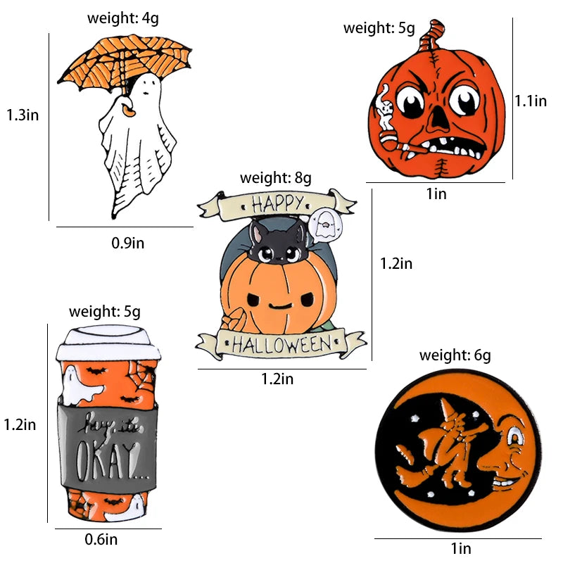 Halloween Pins Umbrella Enamel Pin Cartoon Funny Brooche Badges