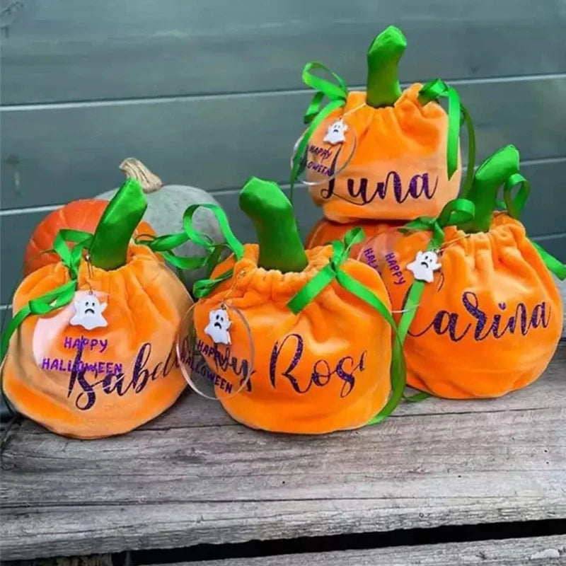 Halloween Velvet Pouch Bag Pumpkin Candy Gift Bag