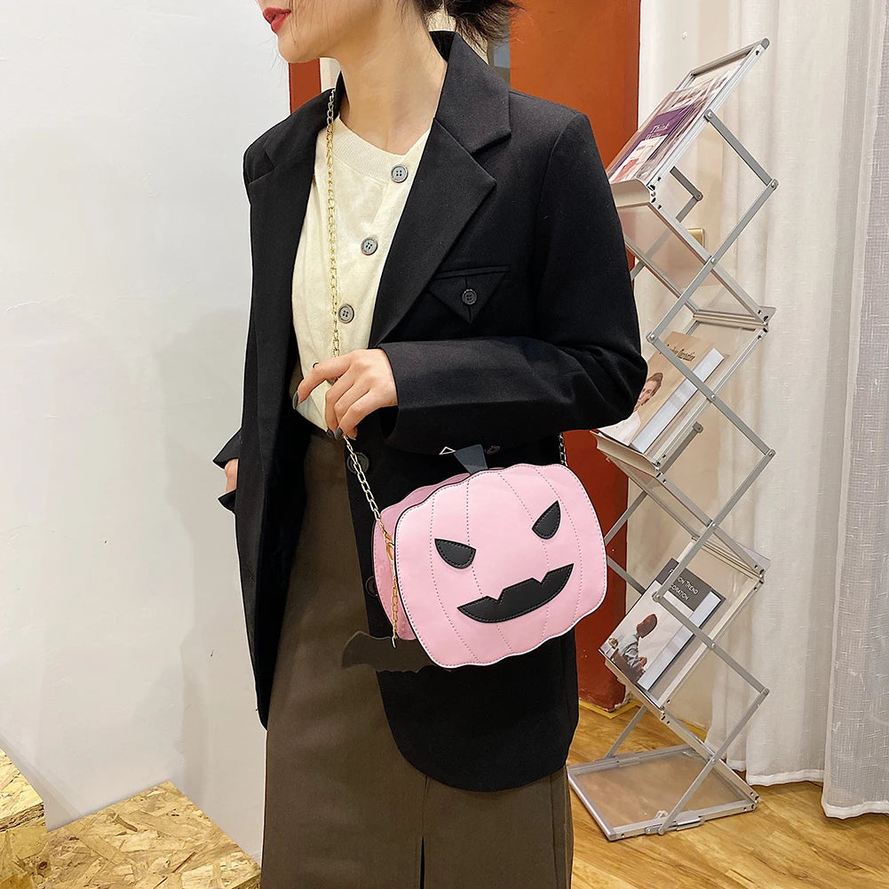 Halloween Pumpkin PU Messenger Bag for Female