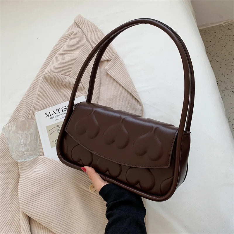 PU Leather Love Printed Shoulder Bag for Women