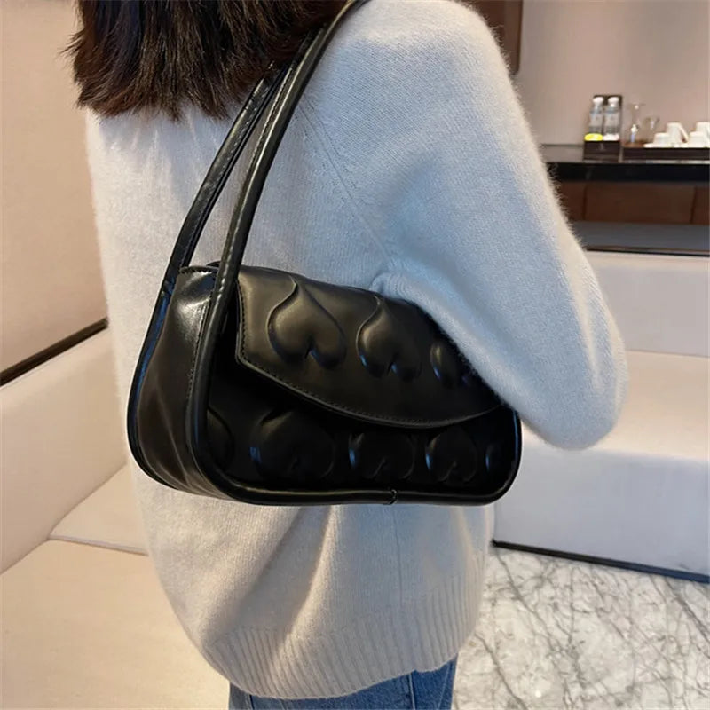 PU Leather Love Printed Shoulder Bag for Women