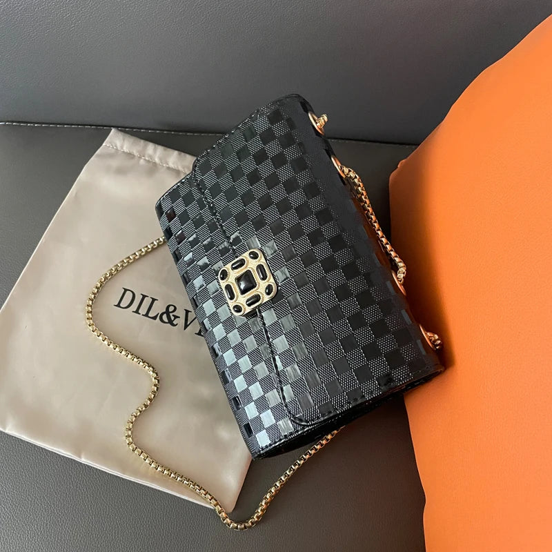 PU Leather Ladies Messenger Purse Chain Shoulder Bag