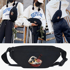 Hand-Pulled Noodle Print Waist Bag Women Leisure Chest Pack