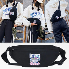 Hand-Pulled Noodle Print Waist Bag Women Leisure Chest Pack